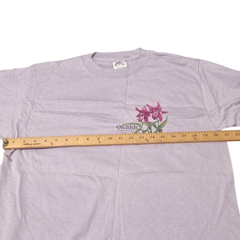 Vtg National Wildlife Orchids Light Purple Single Stitch Shirt Sz L Made In USA - Picture 9 of 13